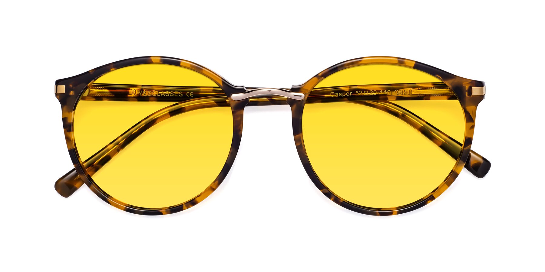 Folded Front of Casper in Tortoise with Yellow Tinted Lenses