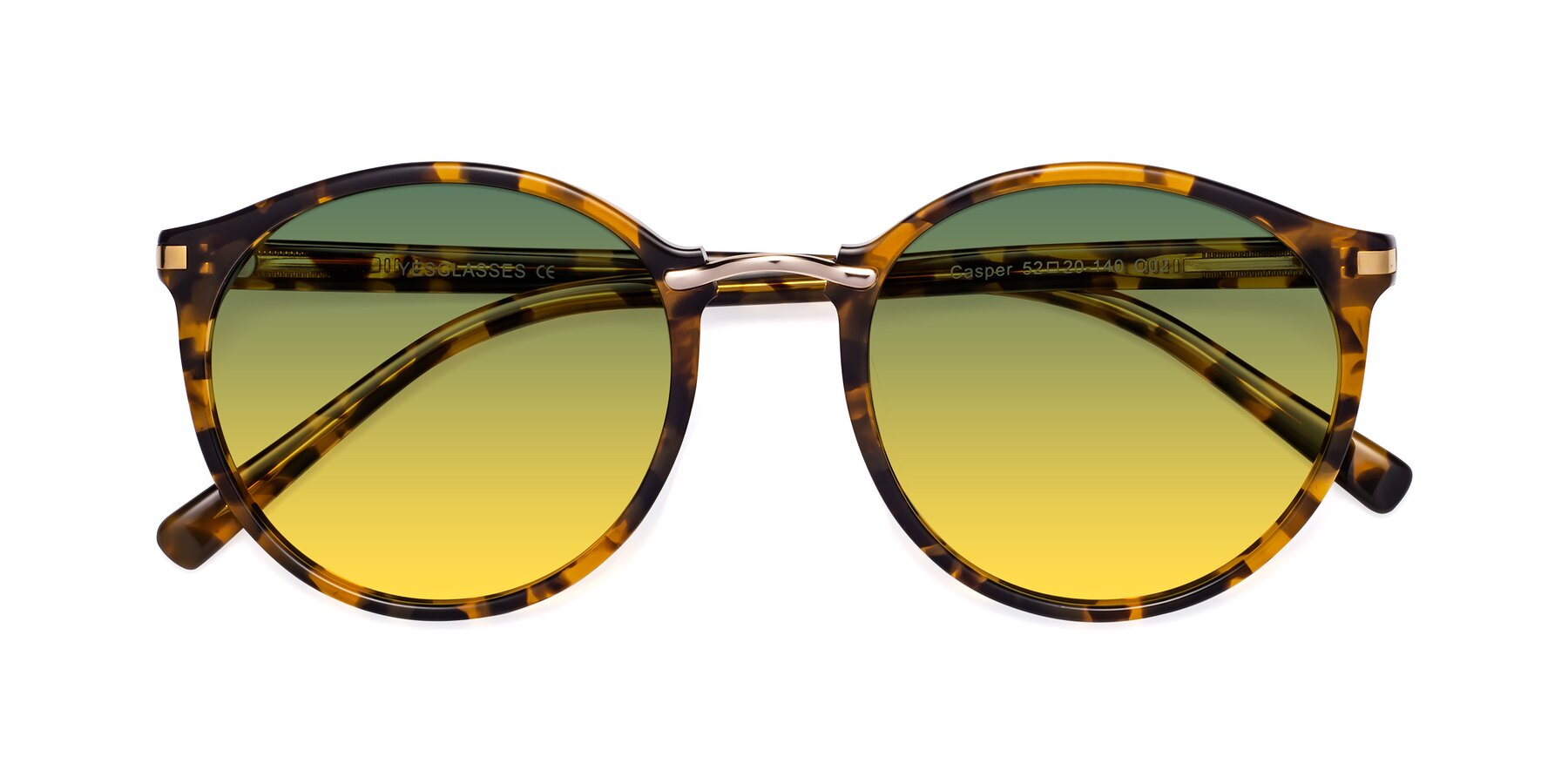 Folded Front of Casper in Tortoise with Green / Yellow Gradient Lenses