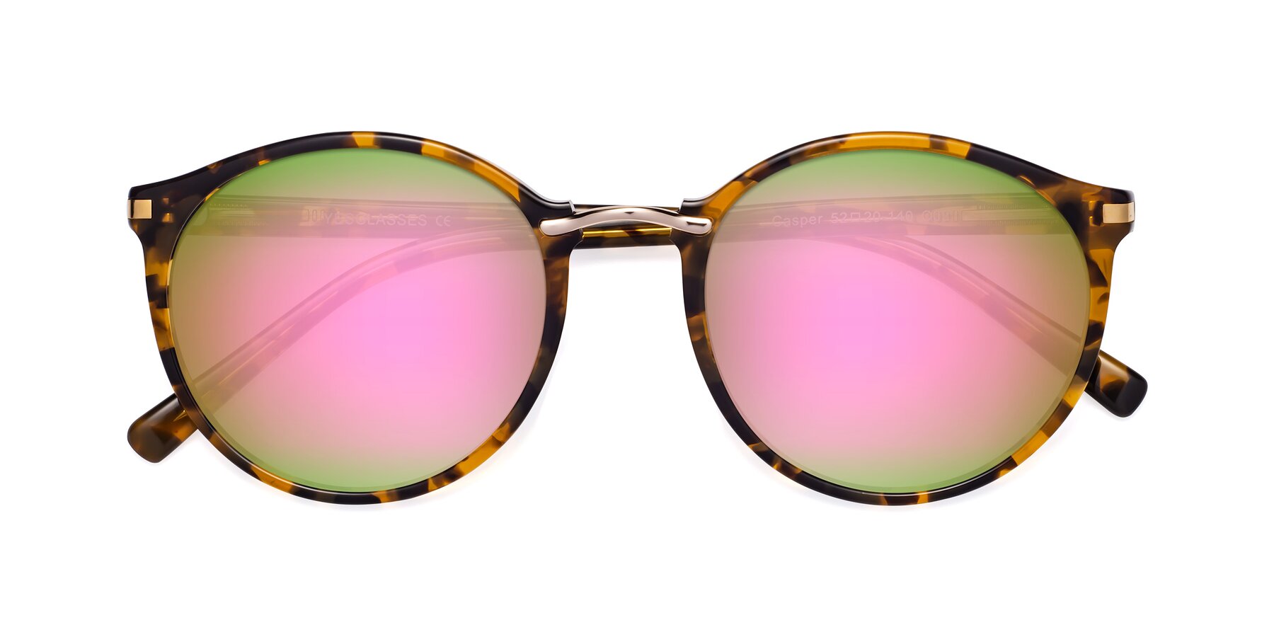Folded Front of Casper in Tortoise with Pink Mirrored Lenses