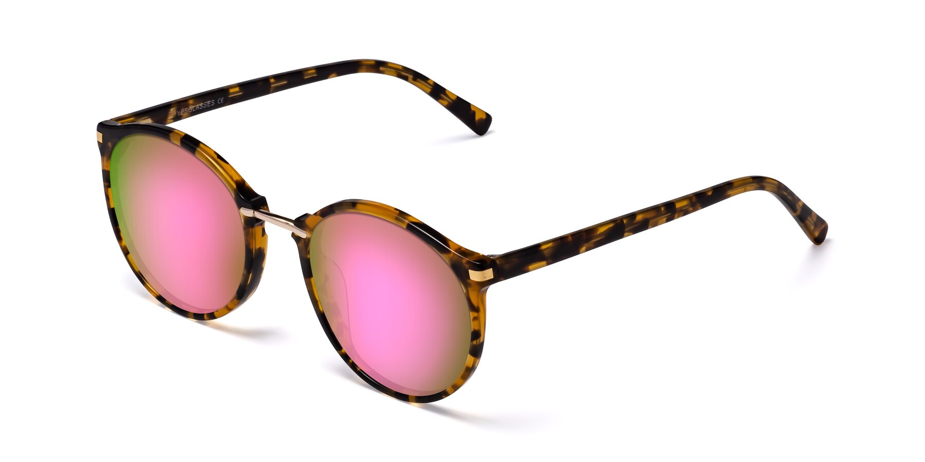 Angle of Casper in Tortoise with Pink Mirrored Lenses