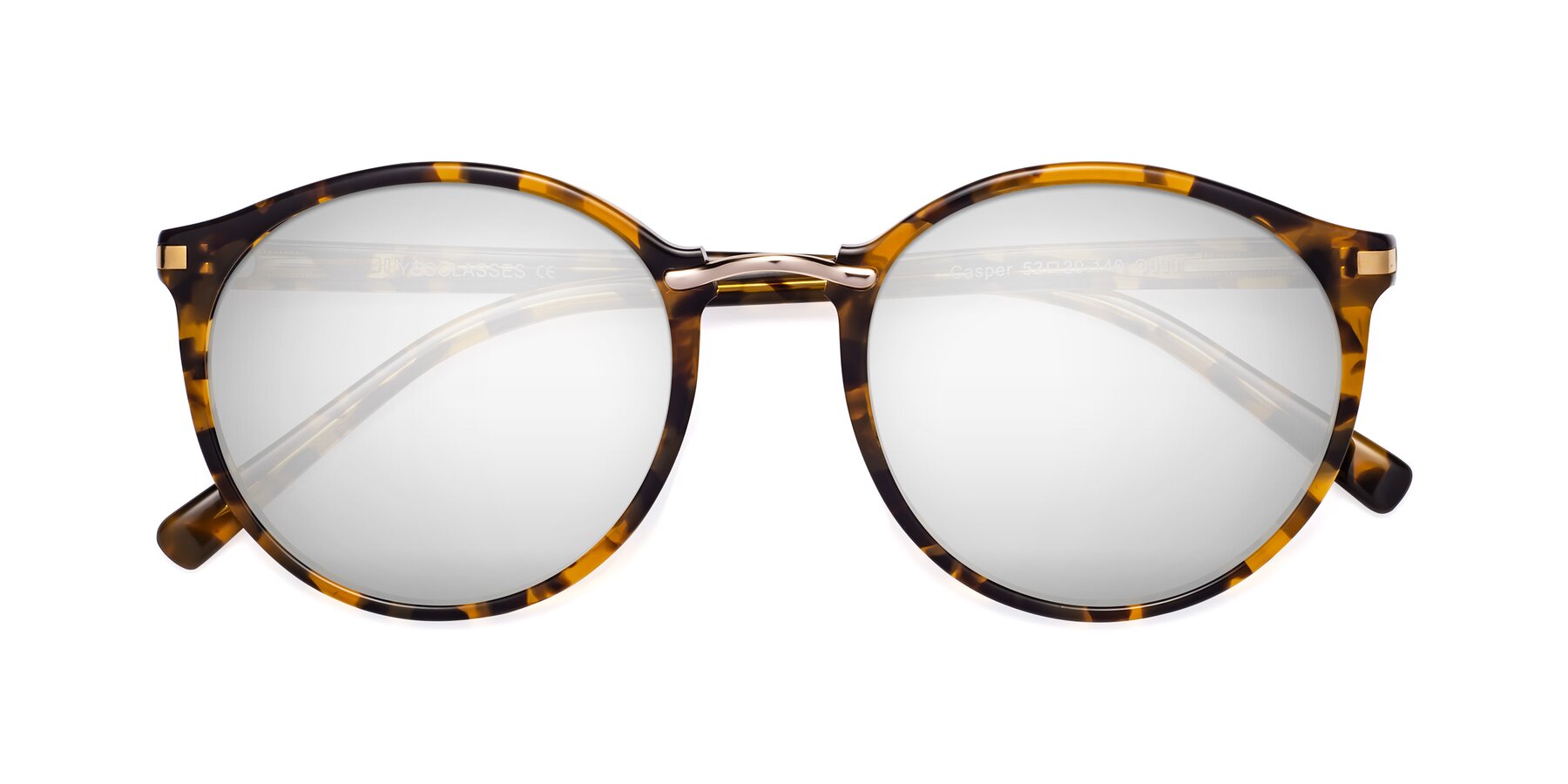 Folded Front of Casper in Tortoise with Silver Mirrored Lenses