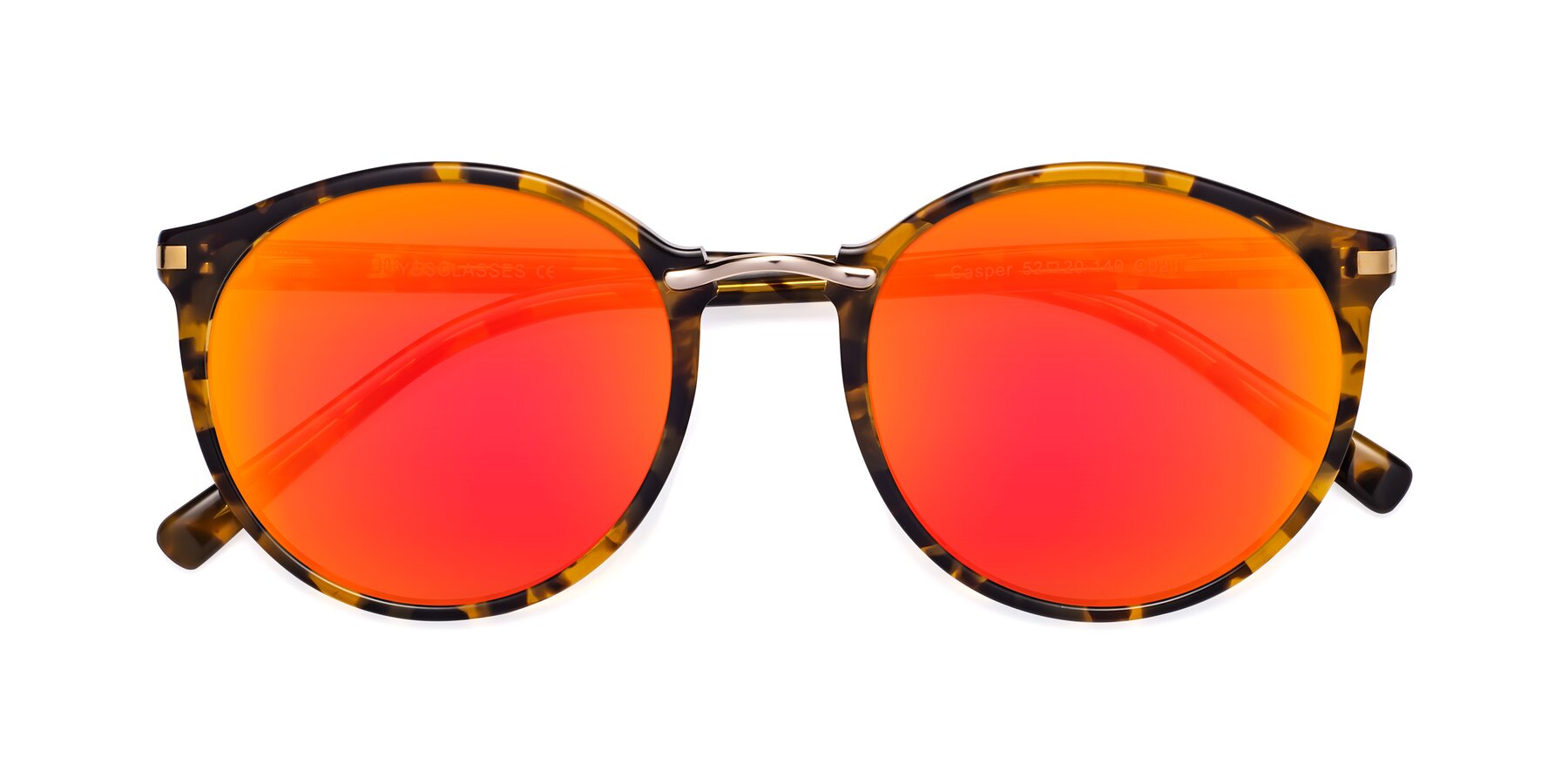 Folded Front of Casper in Tortoise with Red Gold Mirrored Lenses
