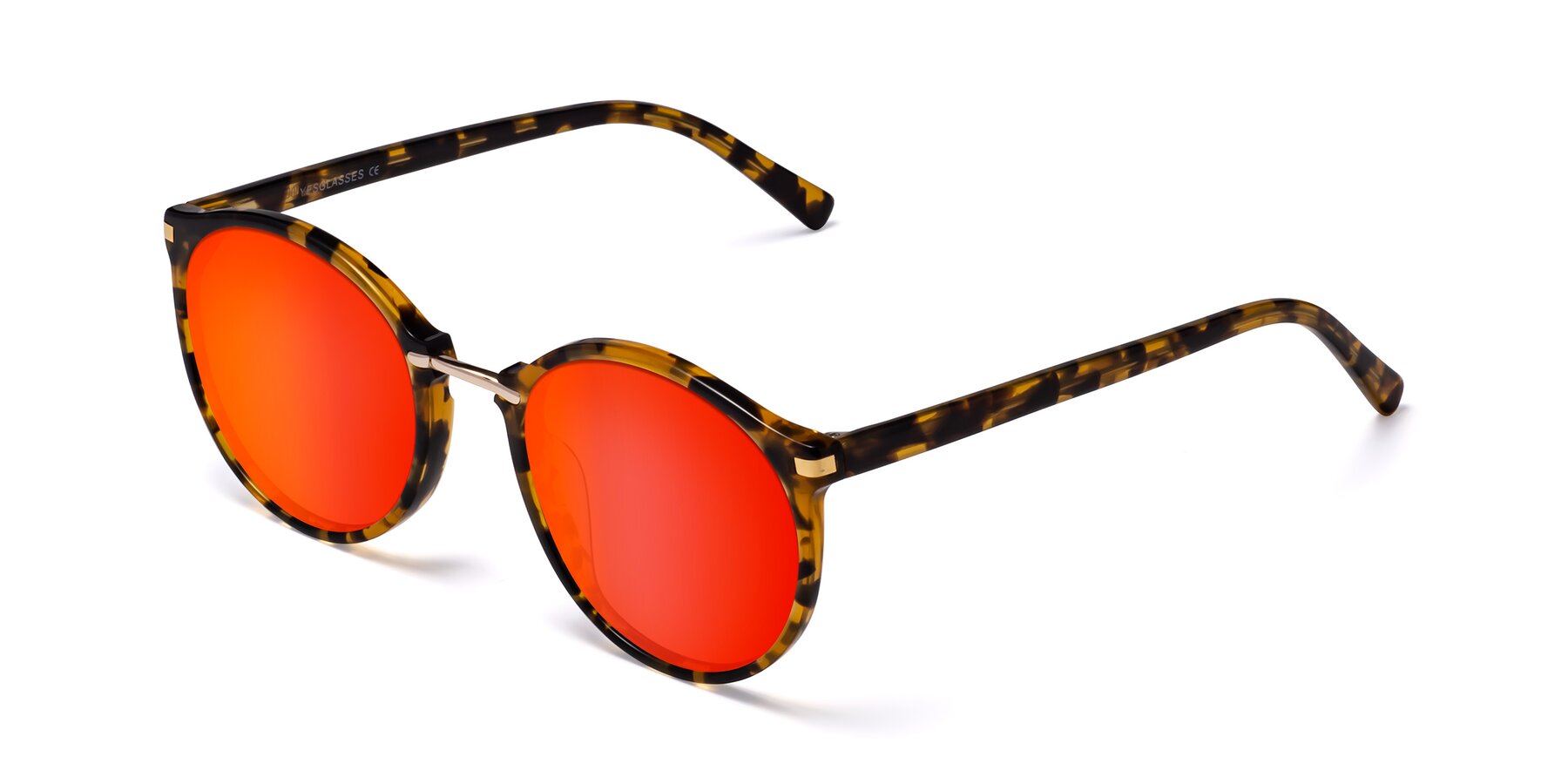 Angle of Casper in Tortoise with Red Gold Mirrored Lenses