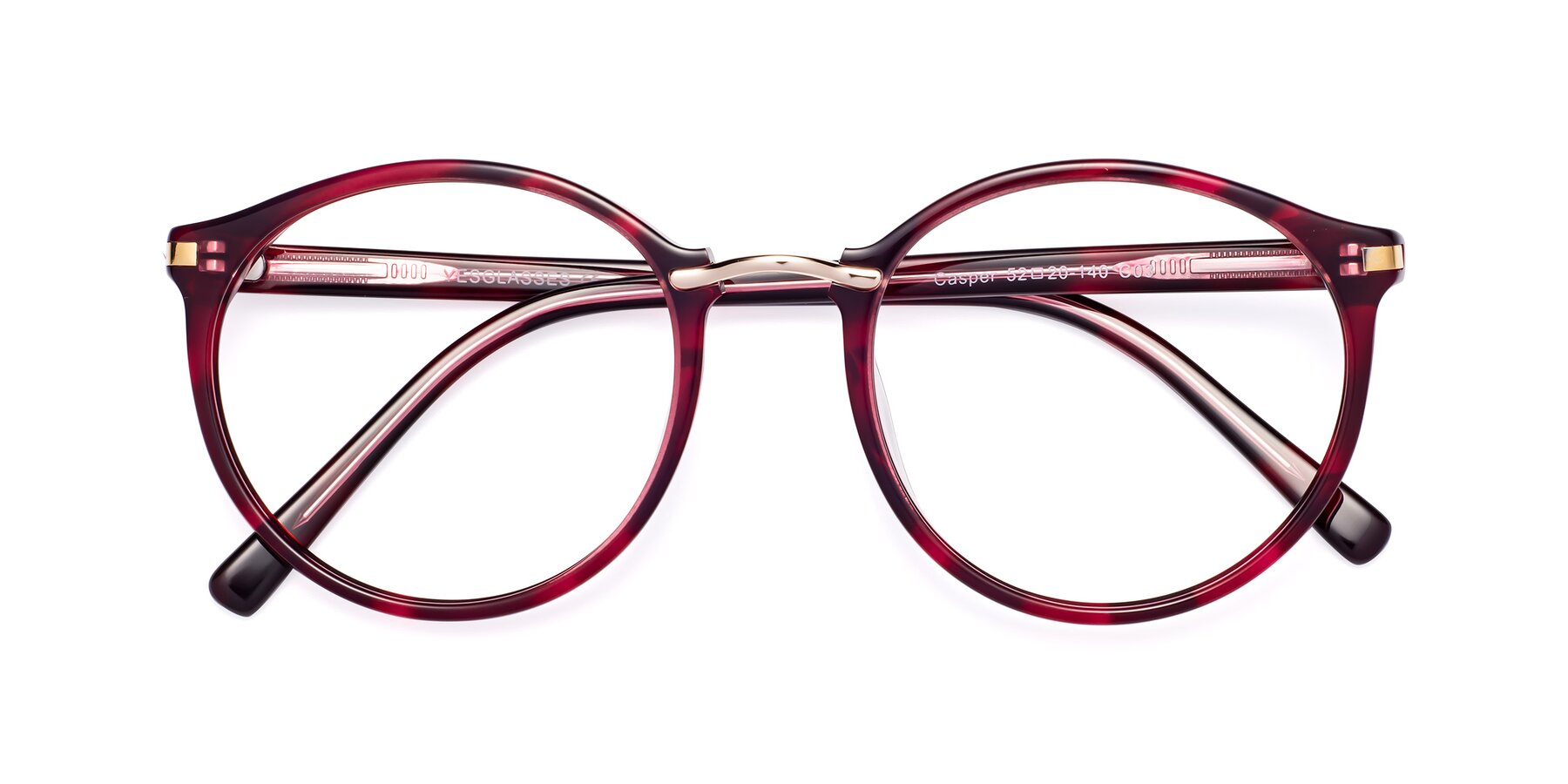 Folded Front of Casper in Wine with Clear Reading Eyeglass Lenses