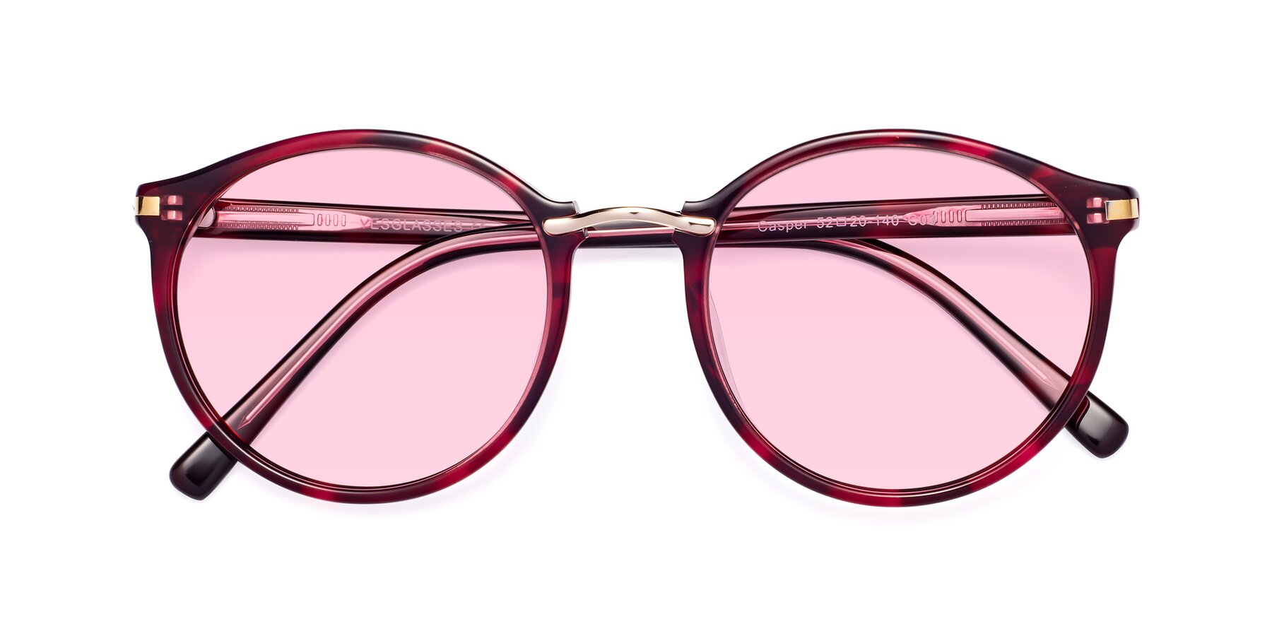 Folded Front of Casper in Wine with Light Pink Tinted Lenses