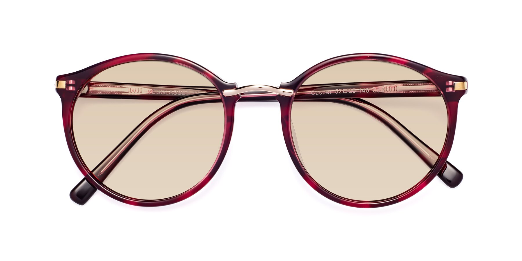 Folded Front of Casper in Wine with Light Brown Tinted Lenses