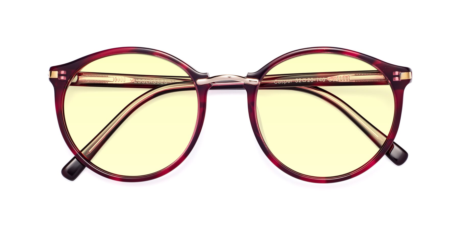 Folded Front of Casper in Wine with Light Yellow Tinted Lenses