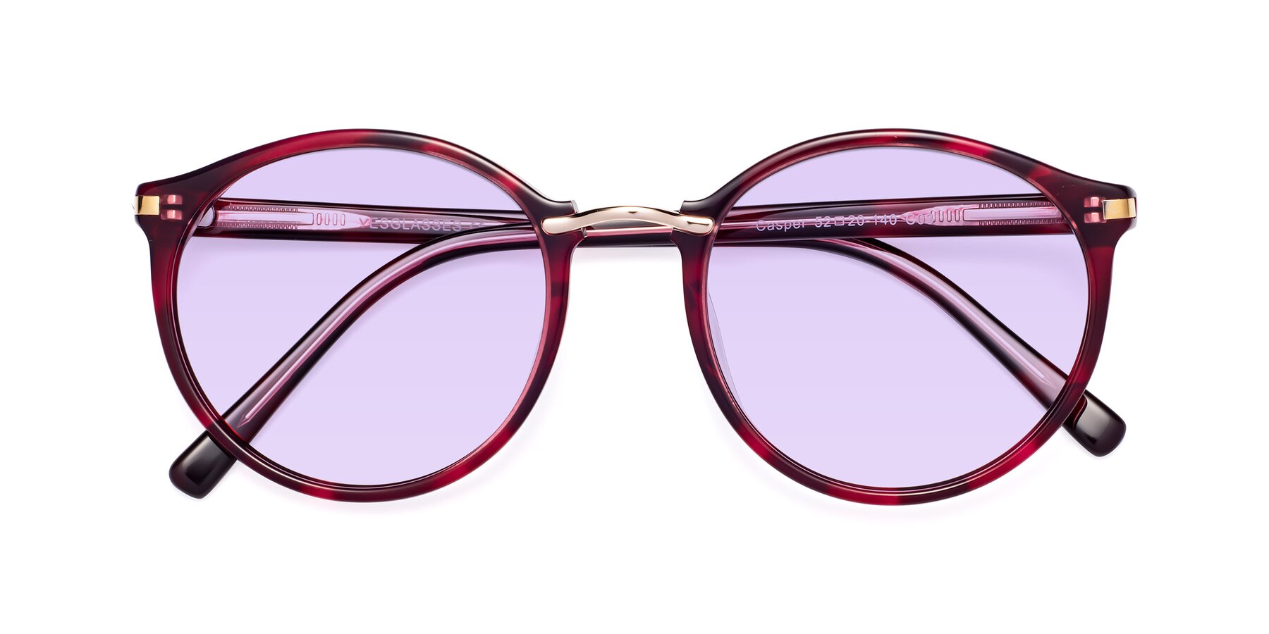 Folded Front of Casper in Wine with Light Purple Tinted Lenses