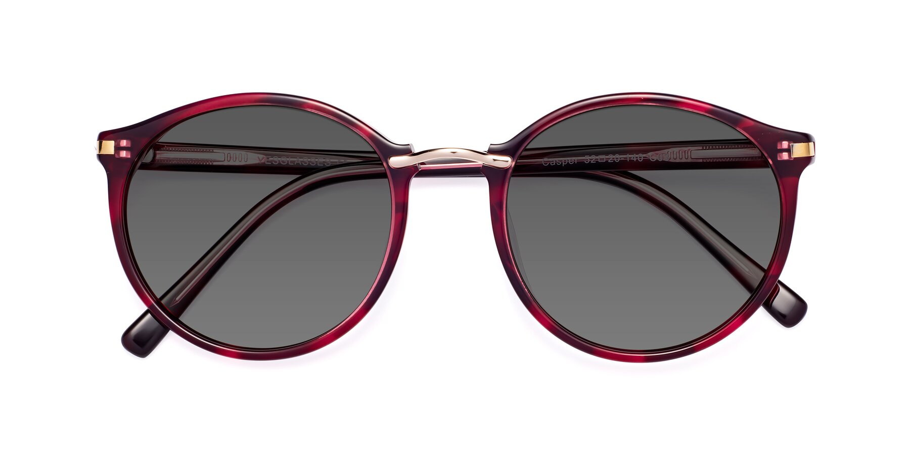 Folded Front of Casper in Wine with Medium Gray Tinted Lenses