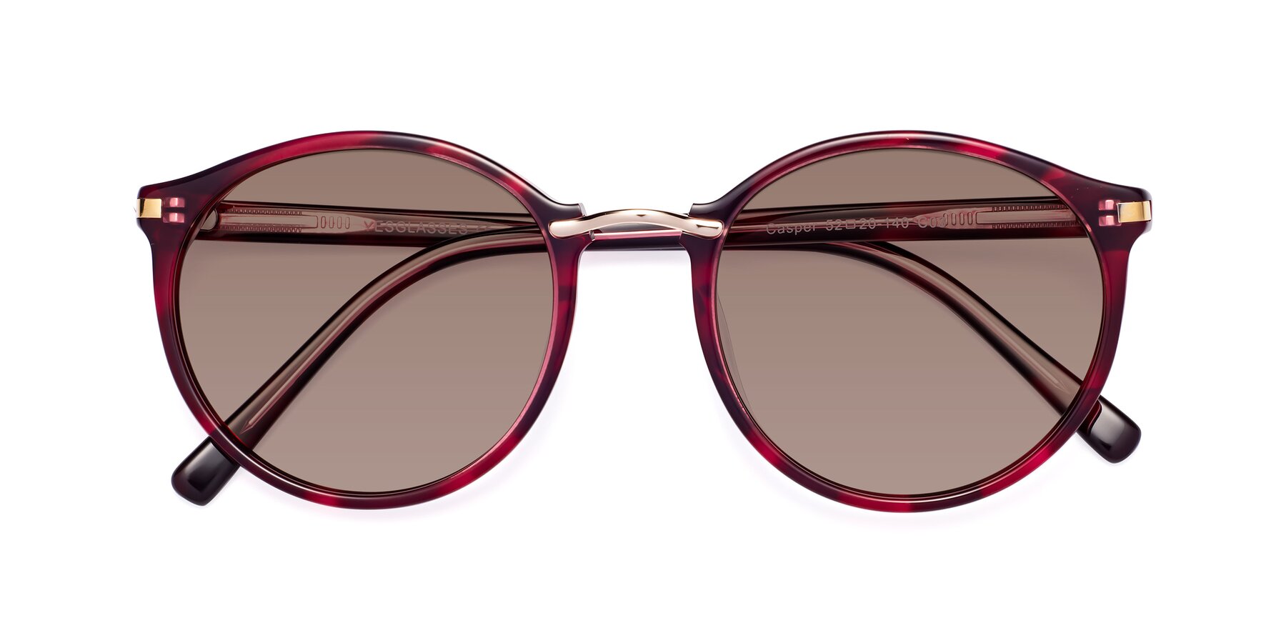Folded Front of Casper in Wine with Medium Brown Tinted Lenses