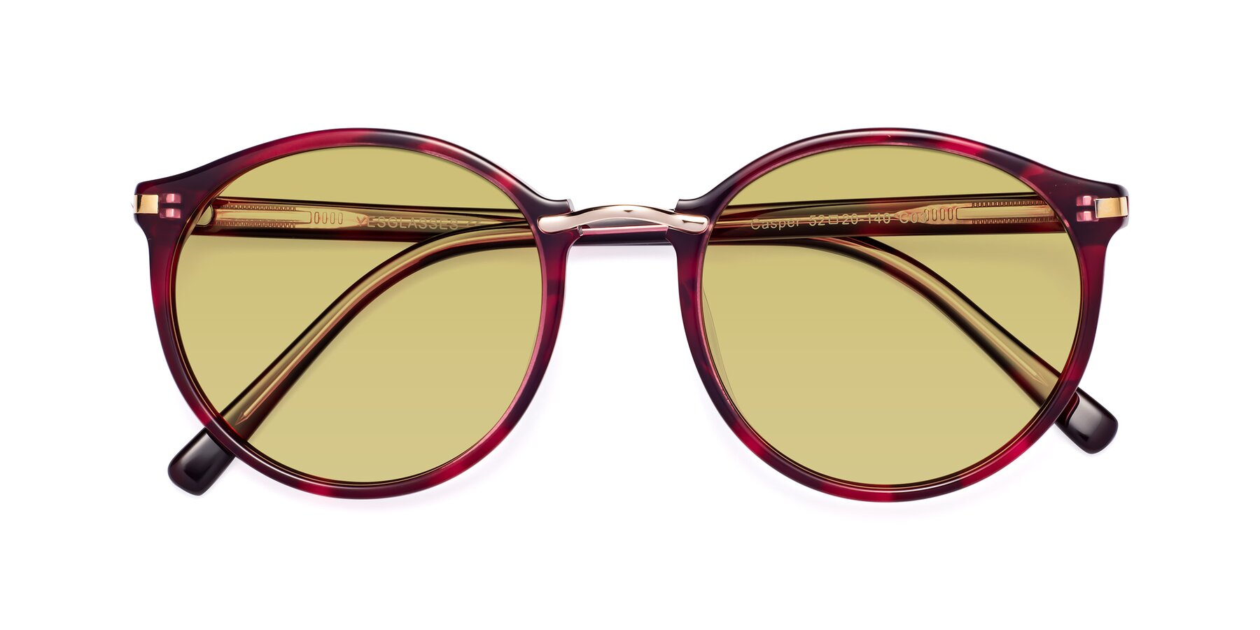 Folded Front of Casper in Wine with Medium Champagne Tinted Lenses