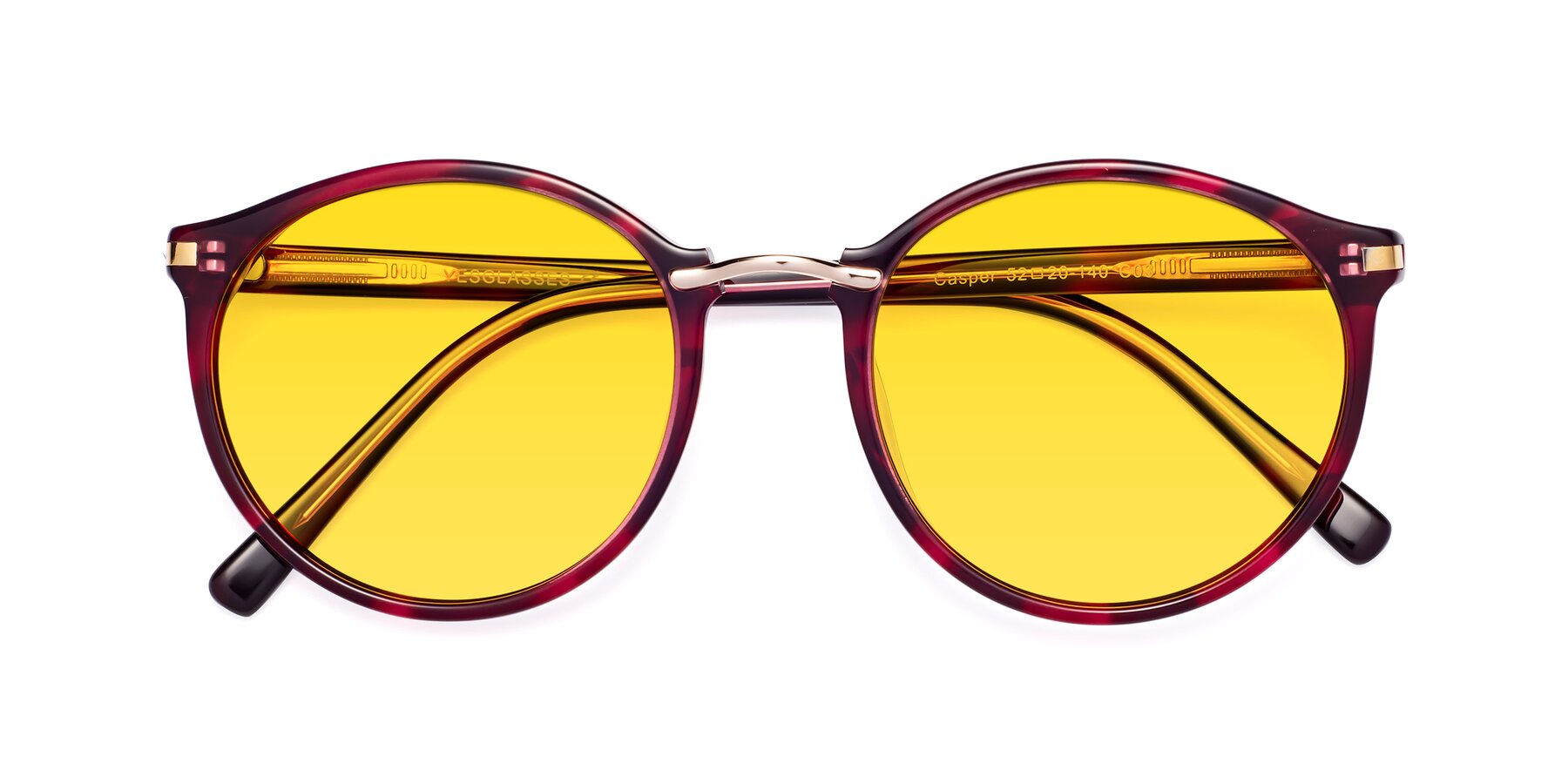 Folded Front of Casper in Wine with Yellow Tinted Lenses