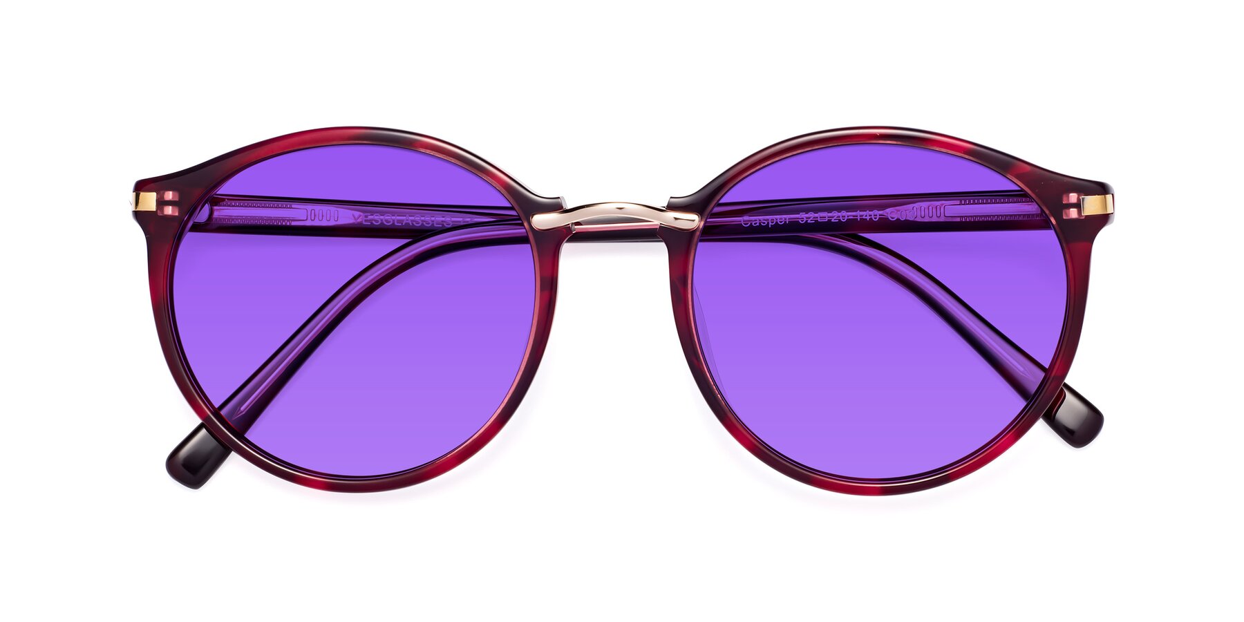 Folded Front of Casper in Wine with Purple Tinted Lenses