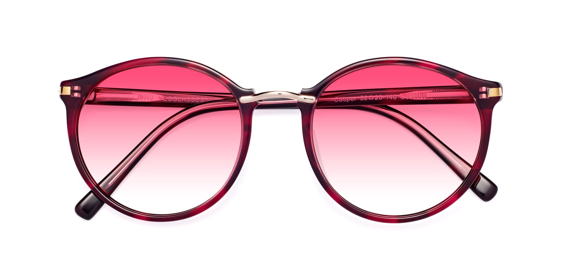 Folded Front of Casper in Wine with Pink Gradient Lenses