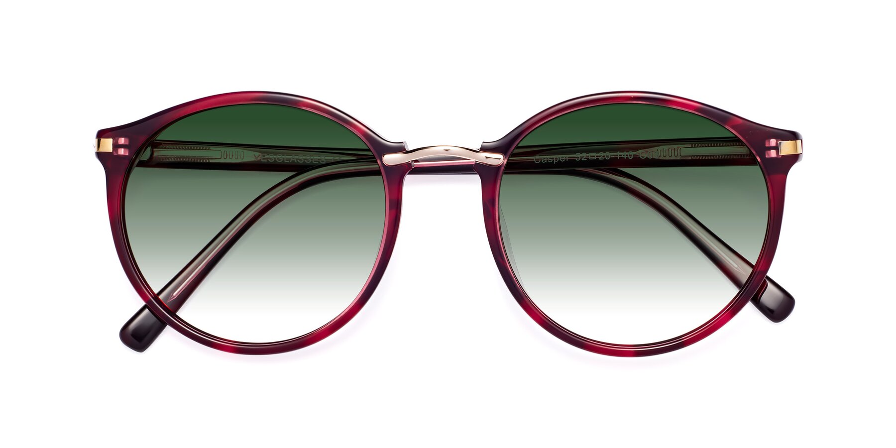 Folded Front of Casper in Wine with Green Gradient Lenses
