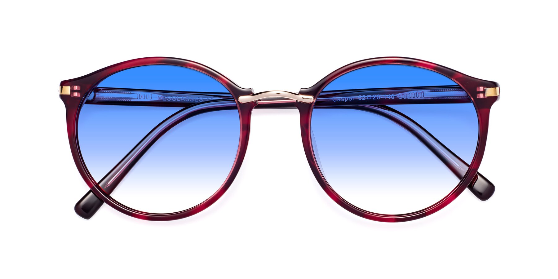 Folded Front of Casper in Wine with Blue Gradient Lenses