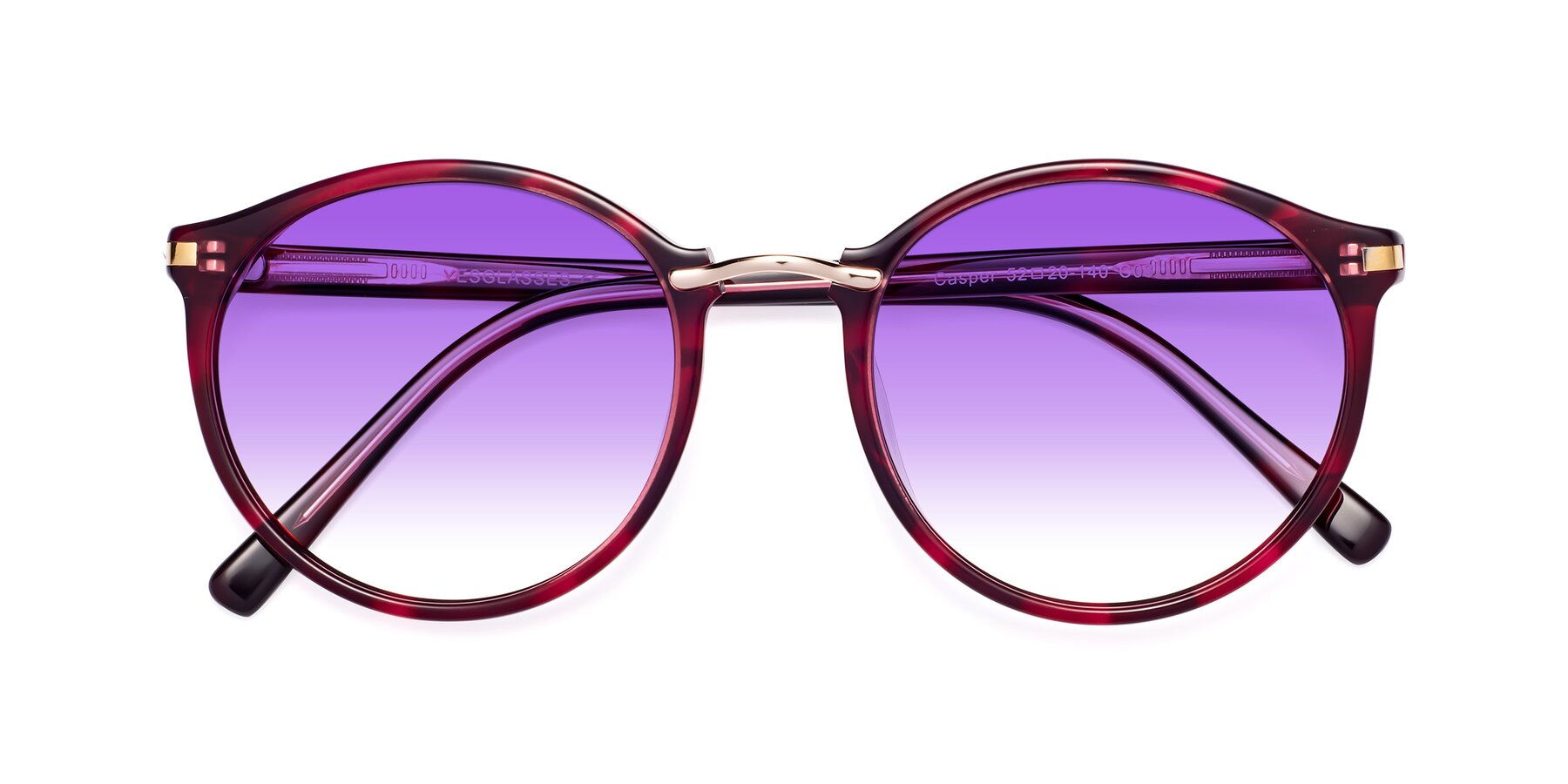 Folded Front of Casper in Wine with Purple Gradient Lenses