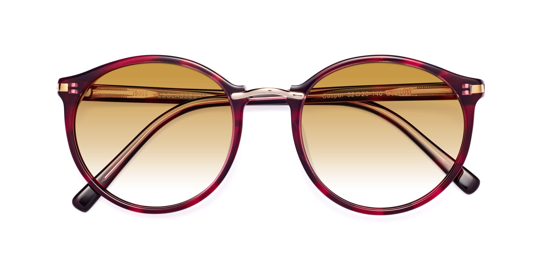Folded Front of Casper in Wine with Champagne Gradient Lenses