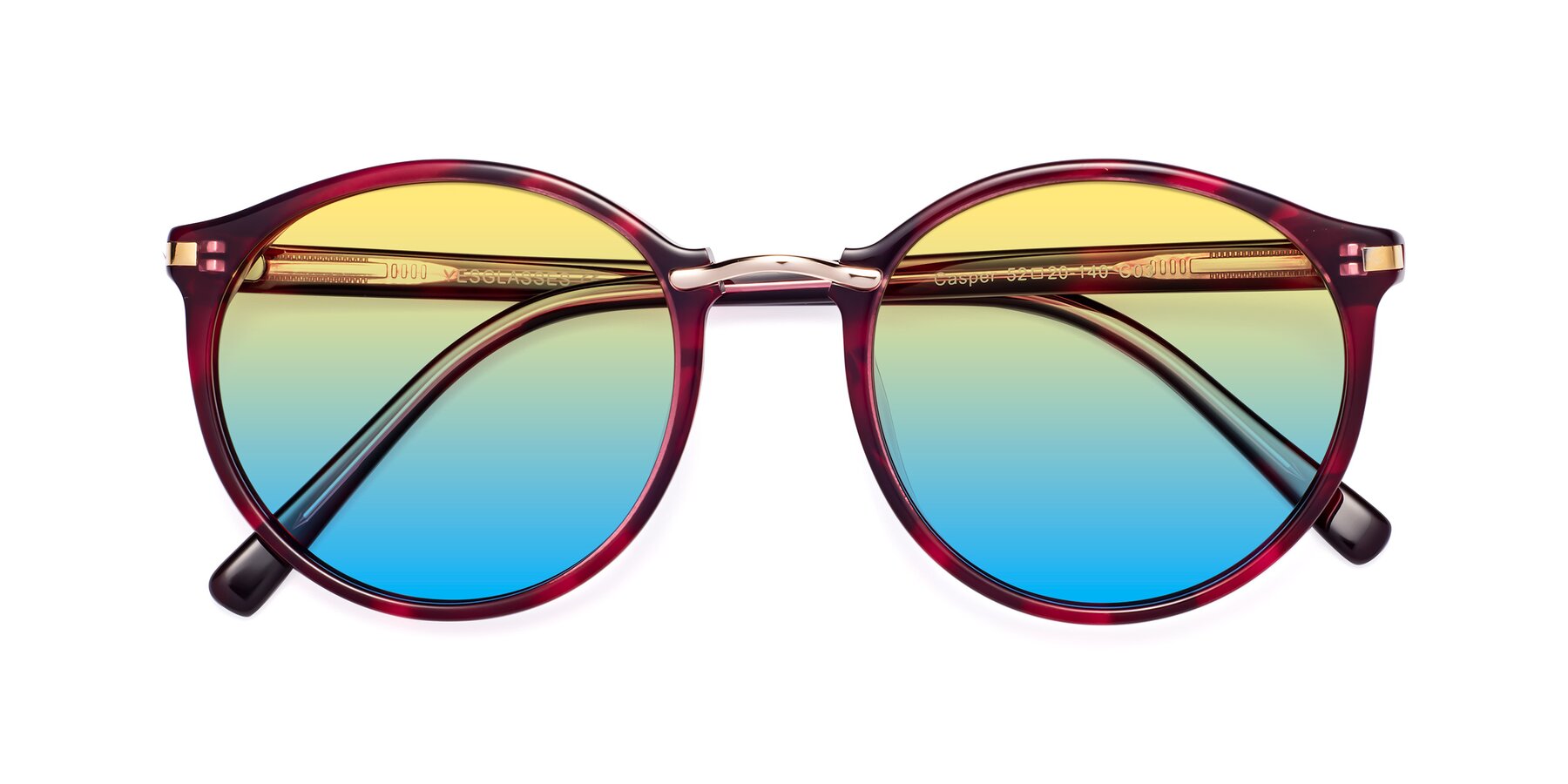 Folded Front of Casper in Wine with Yellow / Blue Gradient Lenses