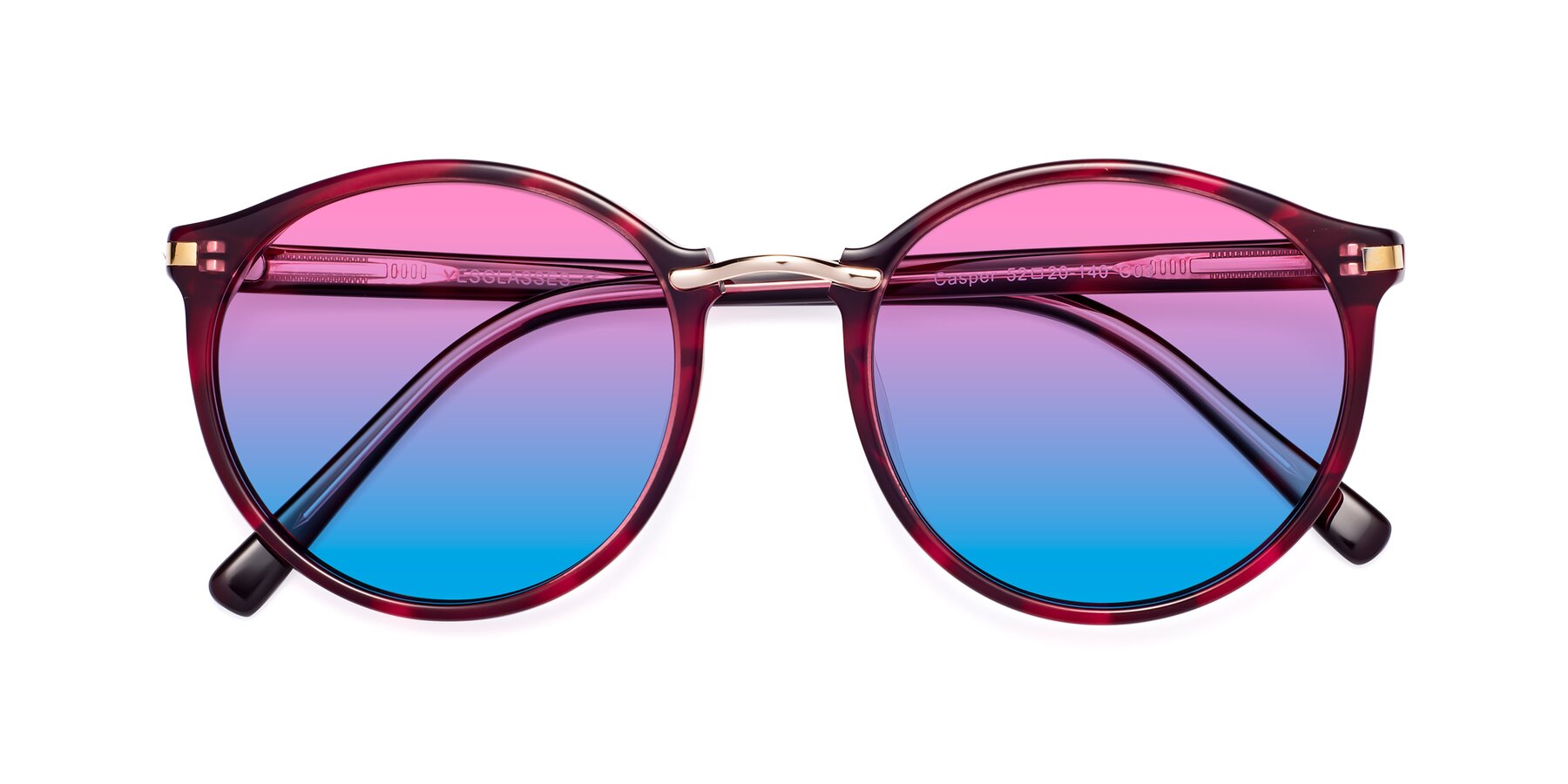 Folded Front of Casper in Wine with Pink / Blue Gradient Lenses