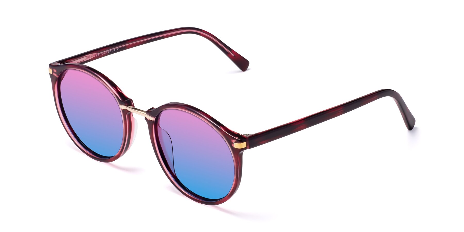 Angle of Casper in Wine with Pink / Blue Gradient Lenses