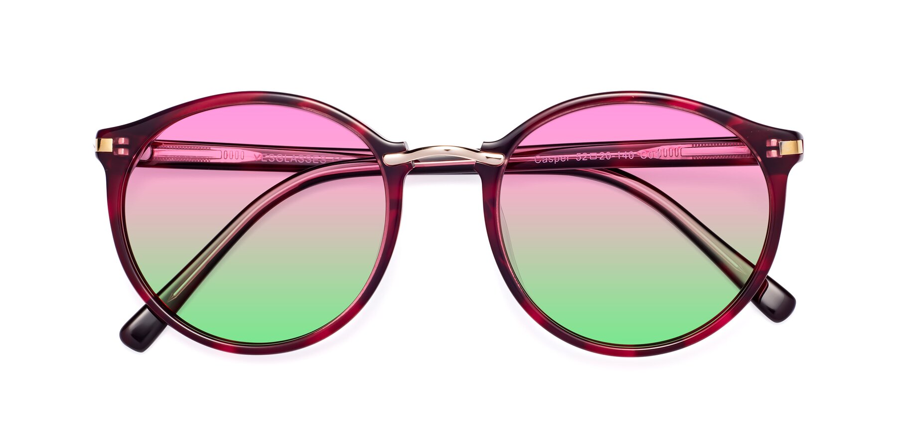 Folded Front of Casper in Wine with Pink / Green Gradient Lenses