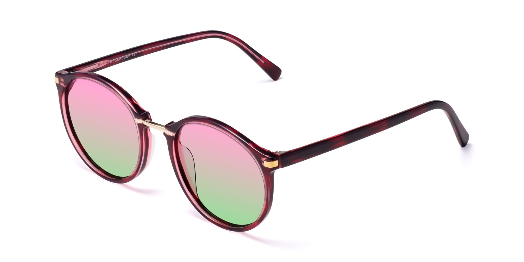 Angle of Casper in Wine with Pink / Green Gradient Lenses