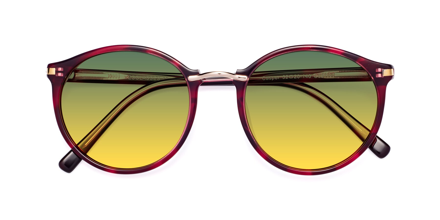Folded Front of Casper in Wine with Green / Yellow Gradient Lenses