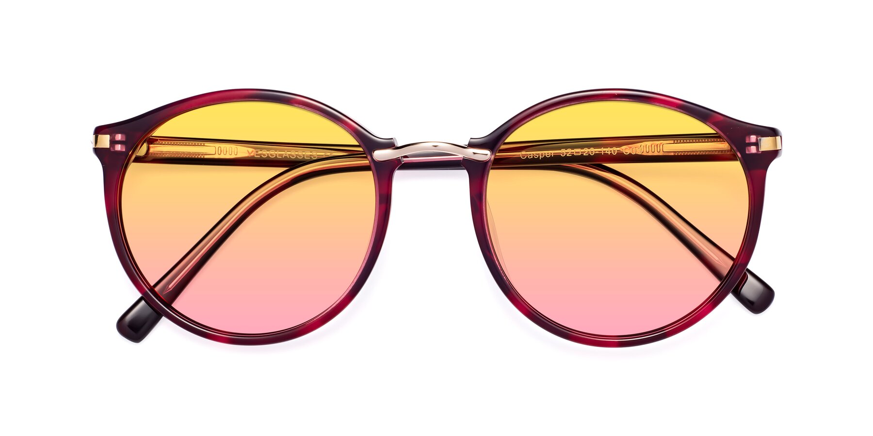 Folded Front of Casper in Wine with Yellow / Pink Gradient Lenses