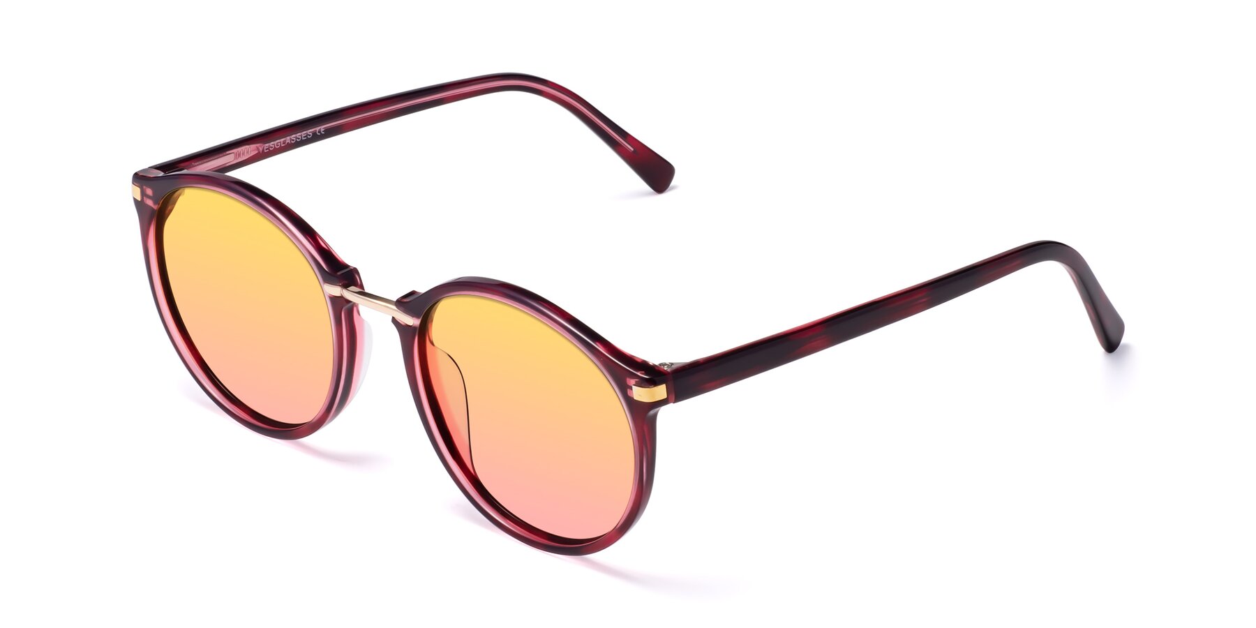 Angle of Casper in Wine with Yellow / Pink Gradient Lenses