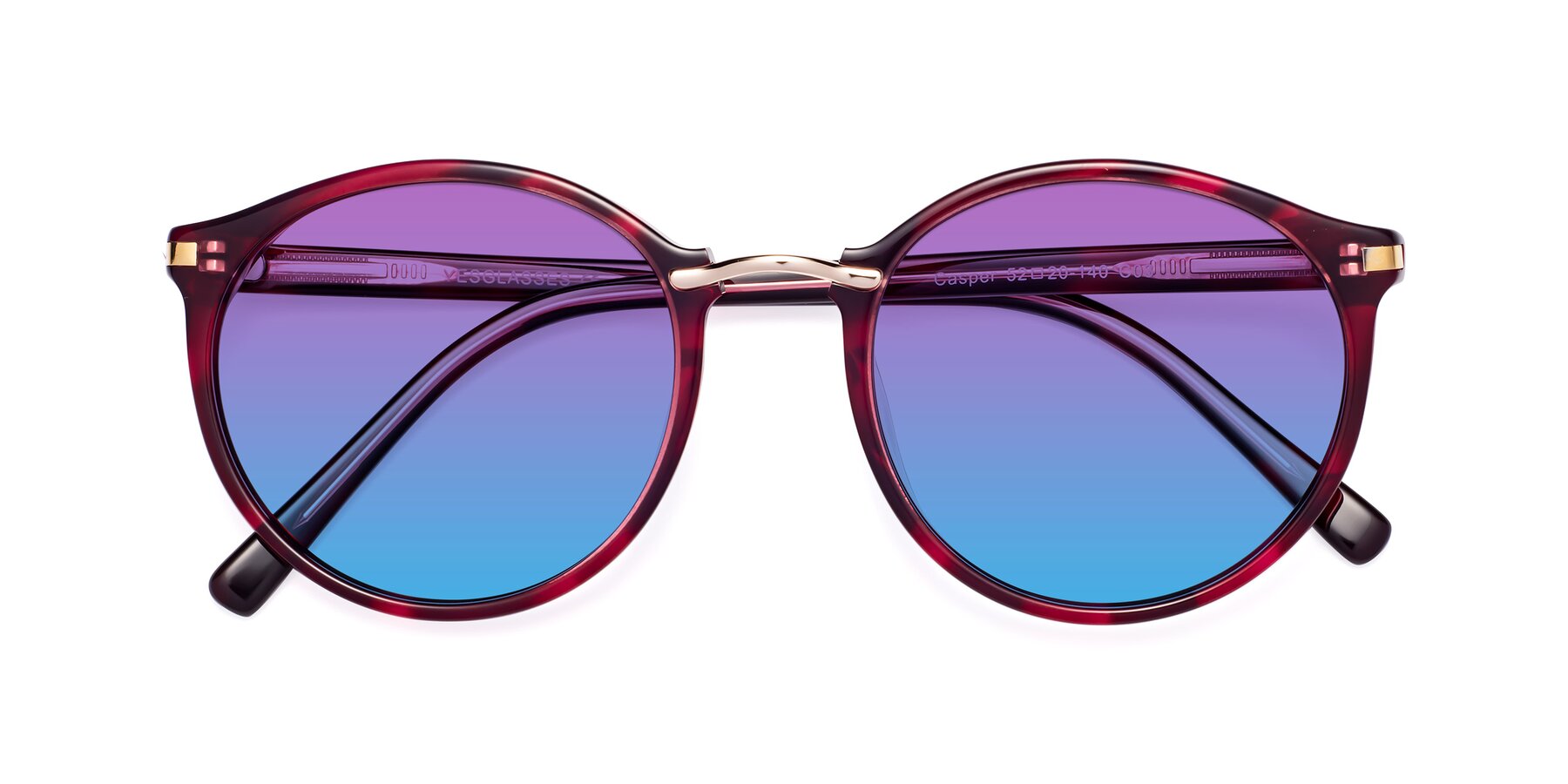 Folded Front of Casper in Wine with Purple / Blue Gradient Lenses
