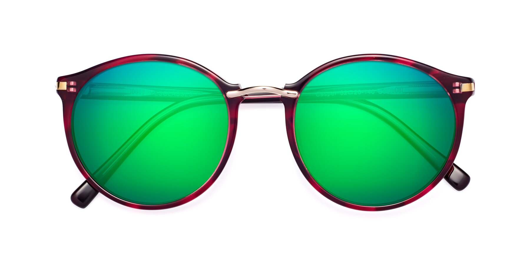 Folded Front of Casper in Wine with Green Mirrored Lenses