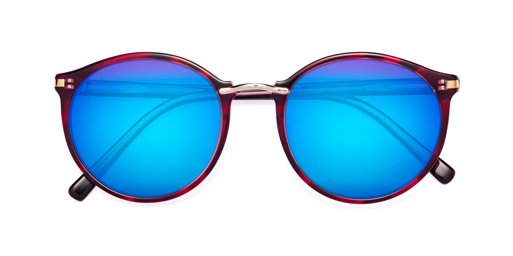 Folded Front of Casper in Wine with Blue Mirrored Lenses