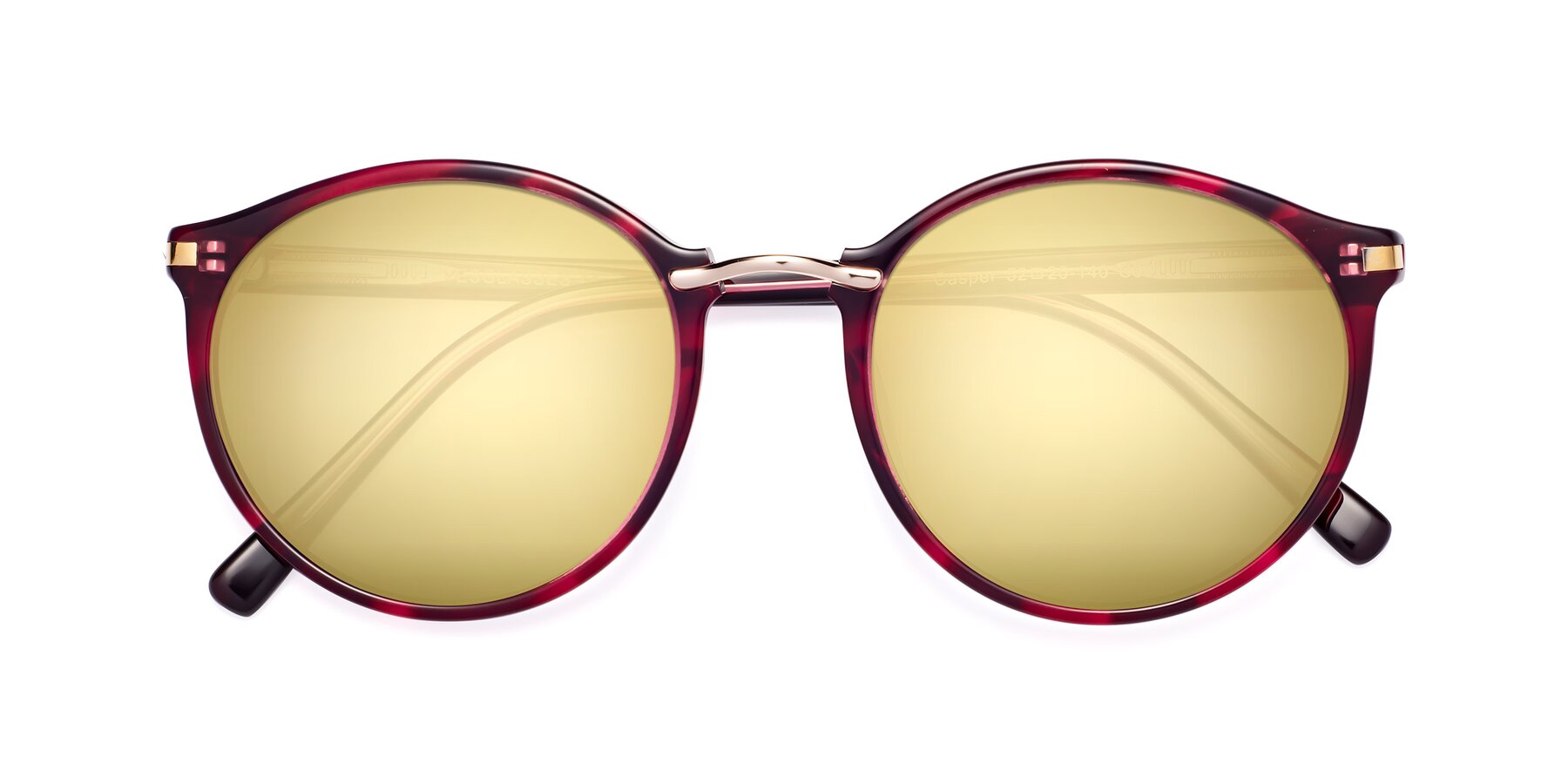 Folded Front of Casper in Wine with Gold Mirrored Lenses