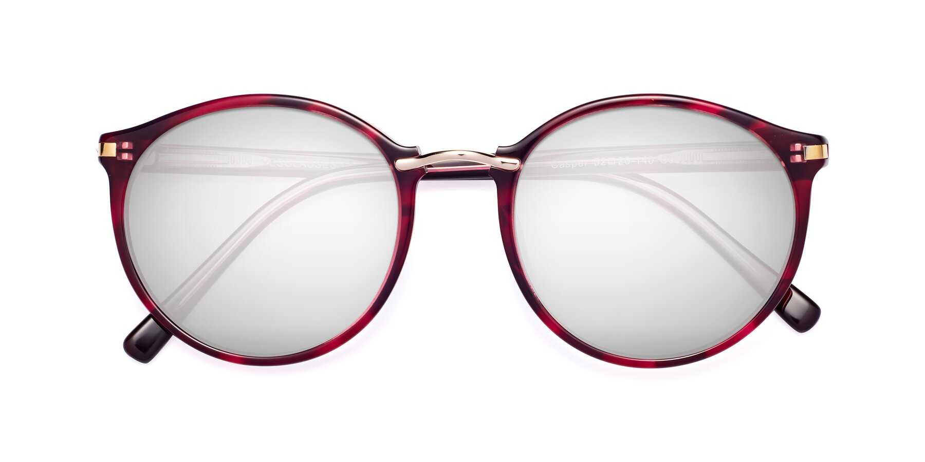 Folded Front of Casper in Wine with Silver Mirrored Lenses