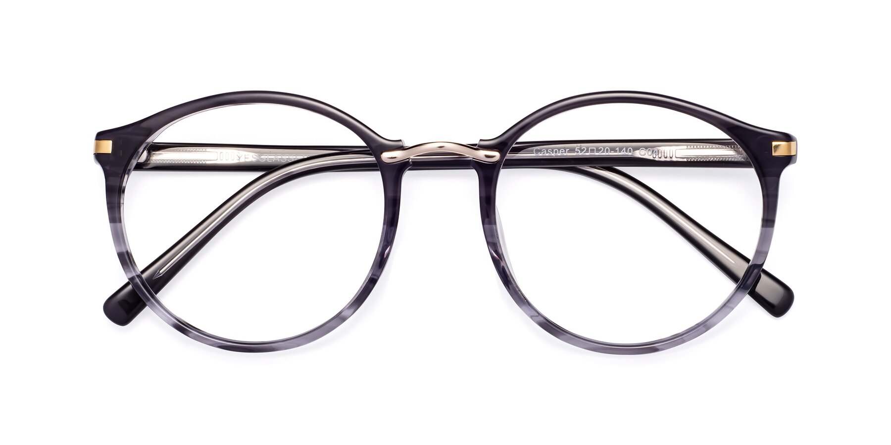 Folded Front of Casper in Translucent Black with Clear Reading Eyeglass Lenses