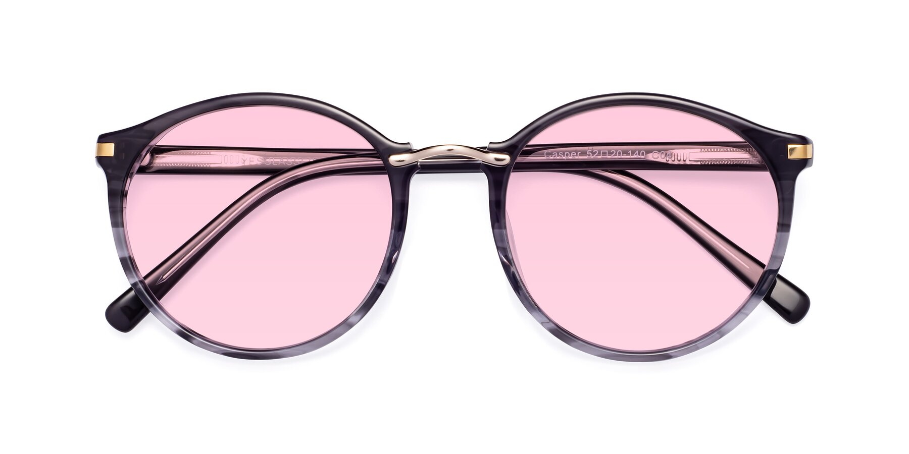 Folded Front of Casper in Translucent Black with Light Pink Tinted Lenses