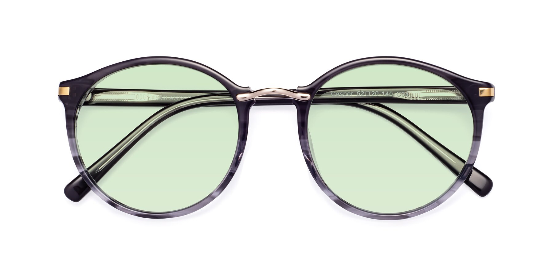 Folded Front of Casper in Translucent Black with Light Green Tinted Lenses
