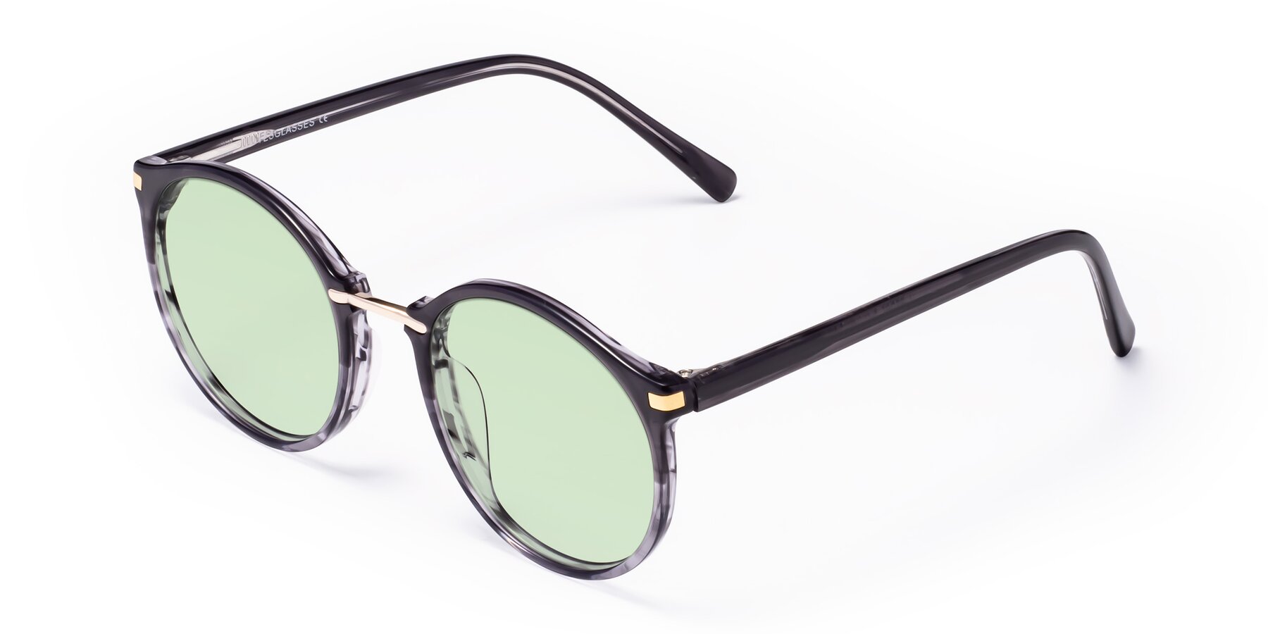 Angle of Casper in Translucent Black with Light Green Tinted Lenses