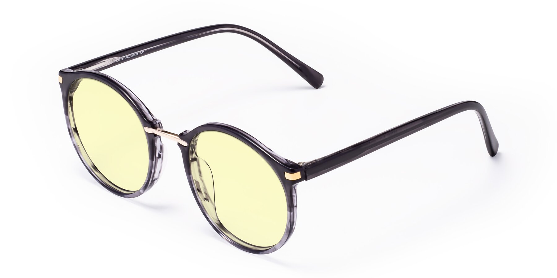 Angle of Casper in Translucent Black with Light Yellow Tinted Lenses