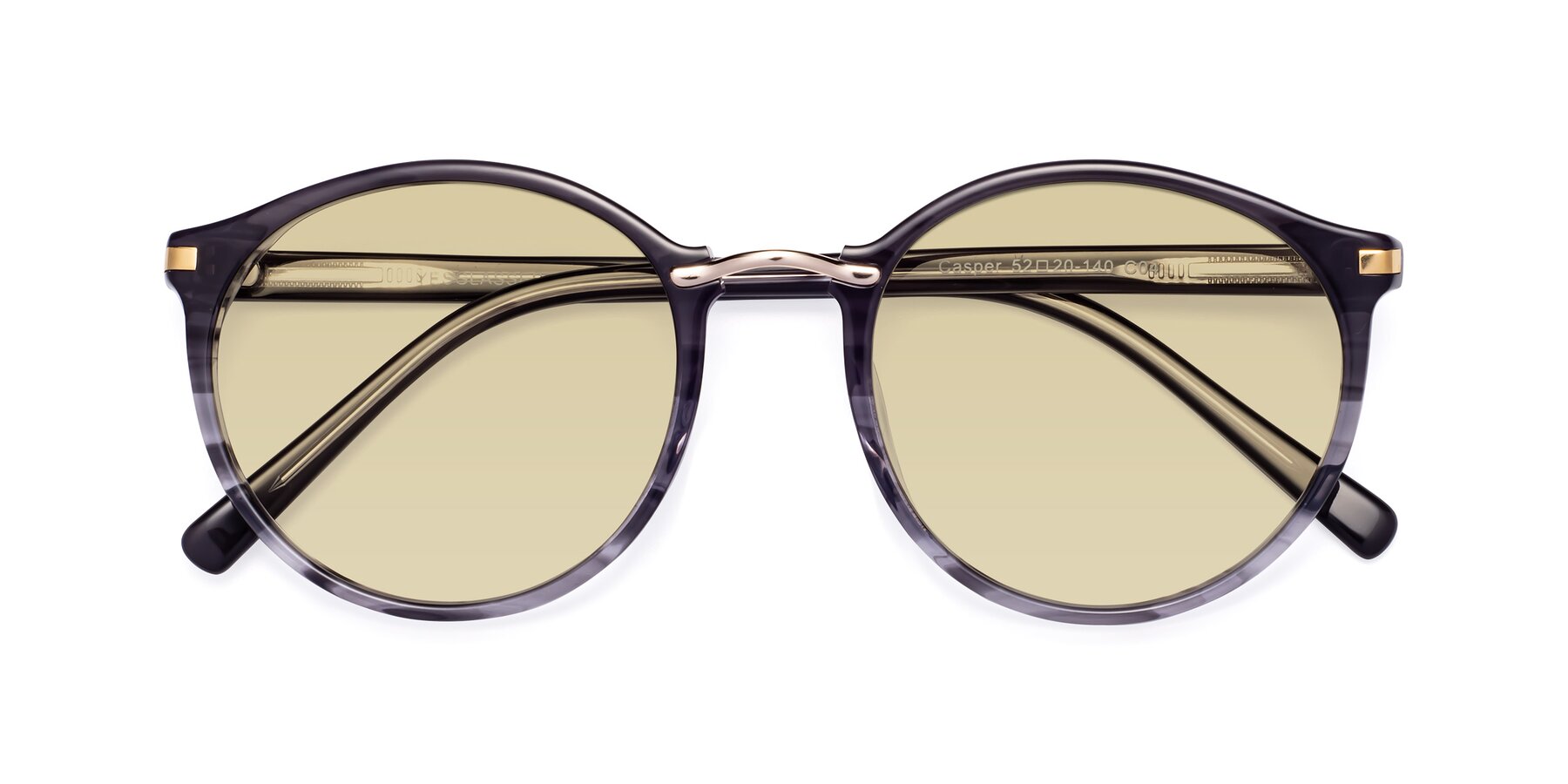 Folded Front of Casper in Translucent Black with Light Champagne Tinted Lenses