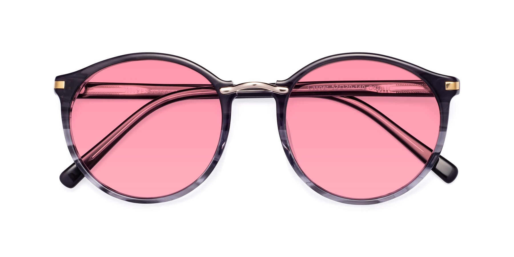 Folded Front of Casper in Translucent Black with Pink Tinted Lenses