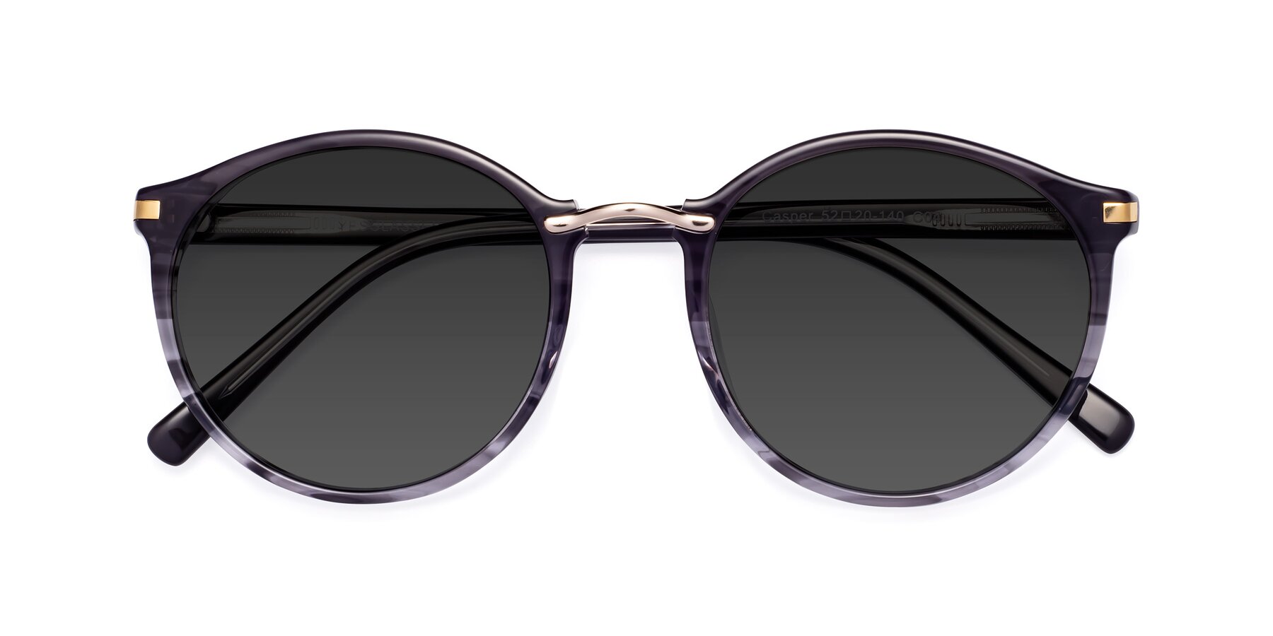 Translucent Black Narrow Hipster Round Tinted Sunglasses With Gray Sunwear Lenses Casper 