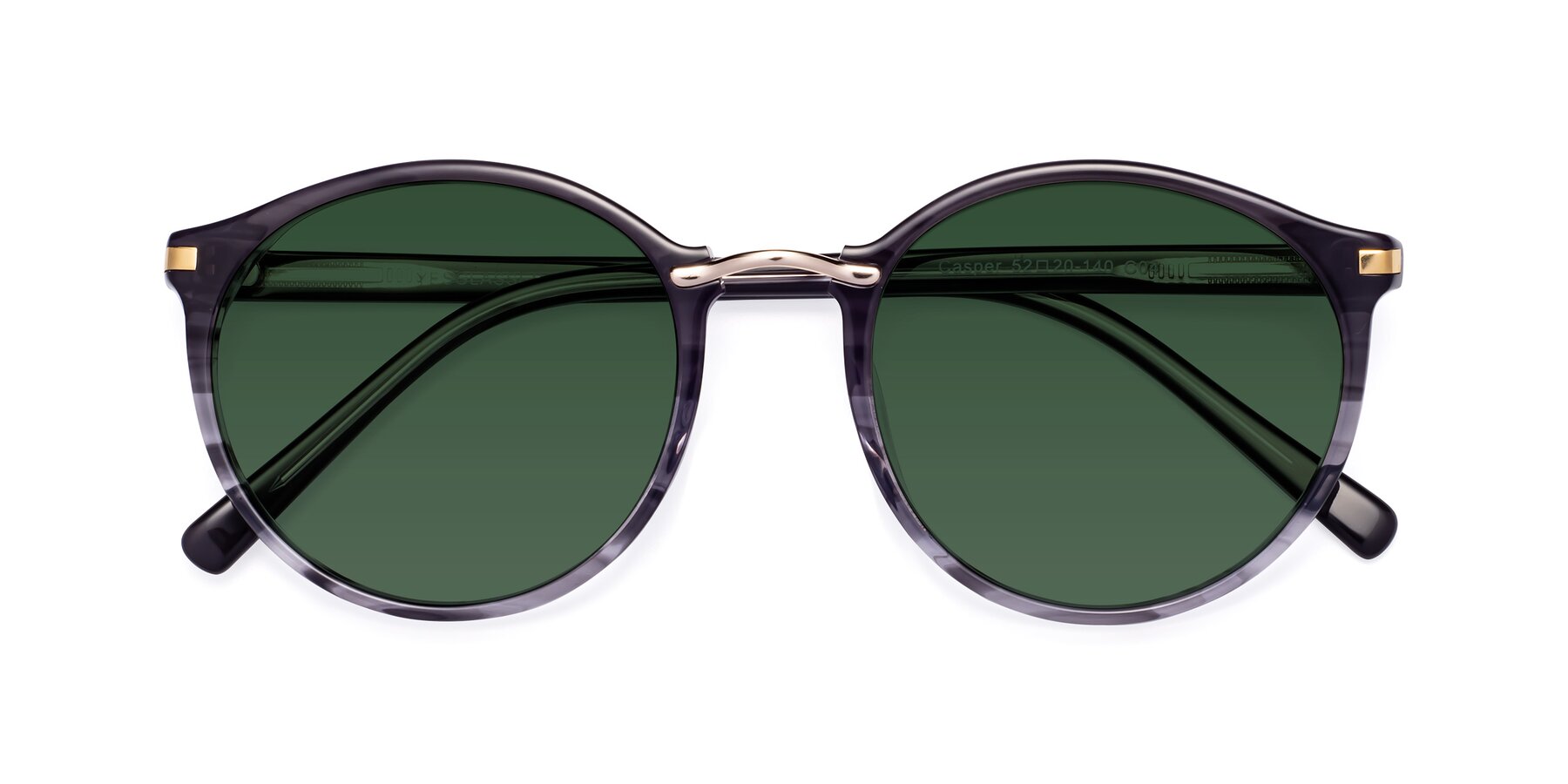 Folded Front of Casper in Translucent Black with Green Tinted Lenses