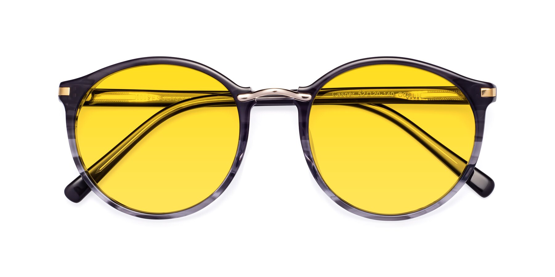 Folded Front of Casper in Translucent Black with Yellow Tinted Lenses