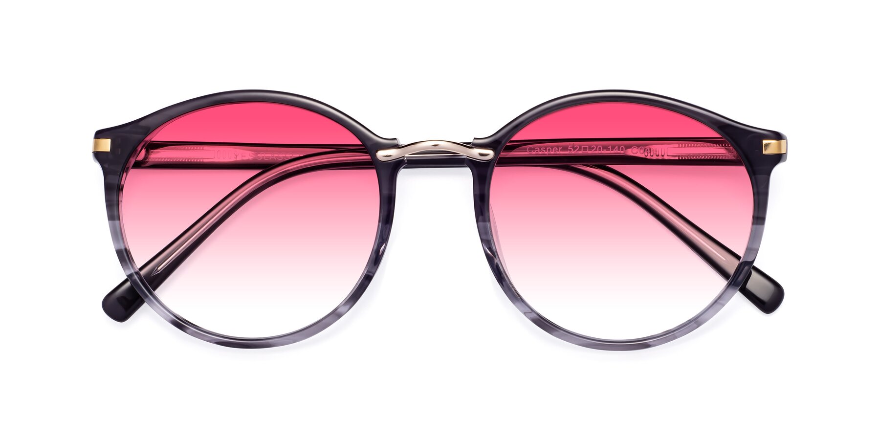 Folded Front of Casper in Translucent Black with Pink Gradient Lenses