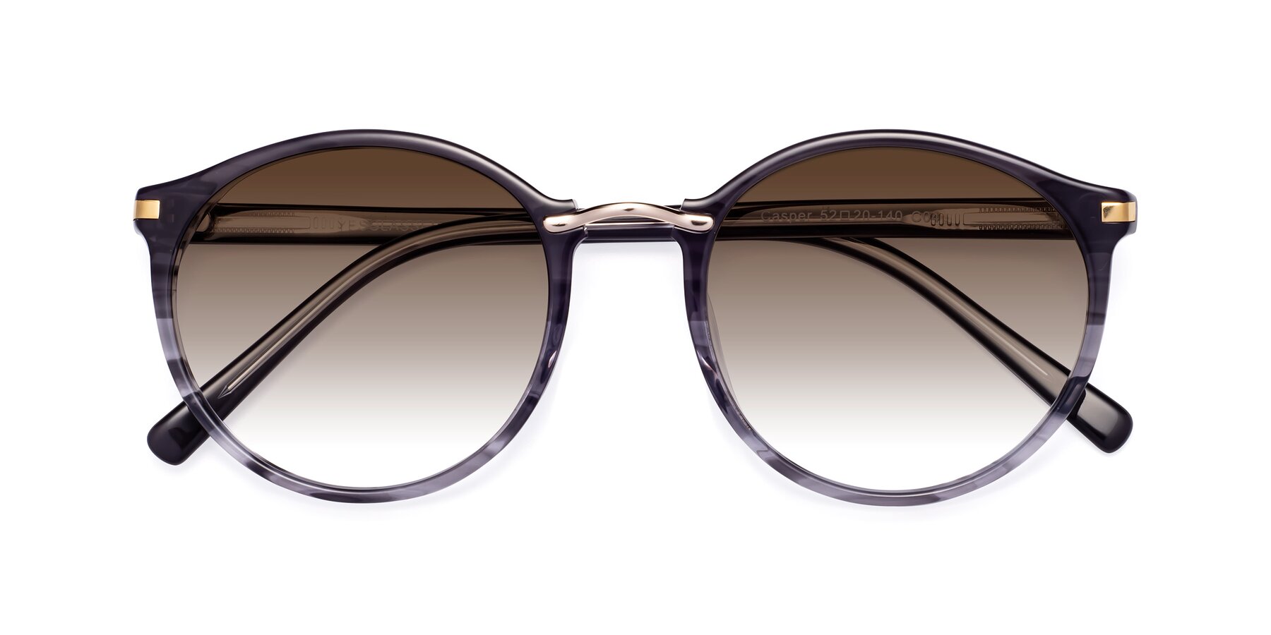 Folded Front of Casper in Translucent Black with Brown Gradient Lenses