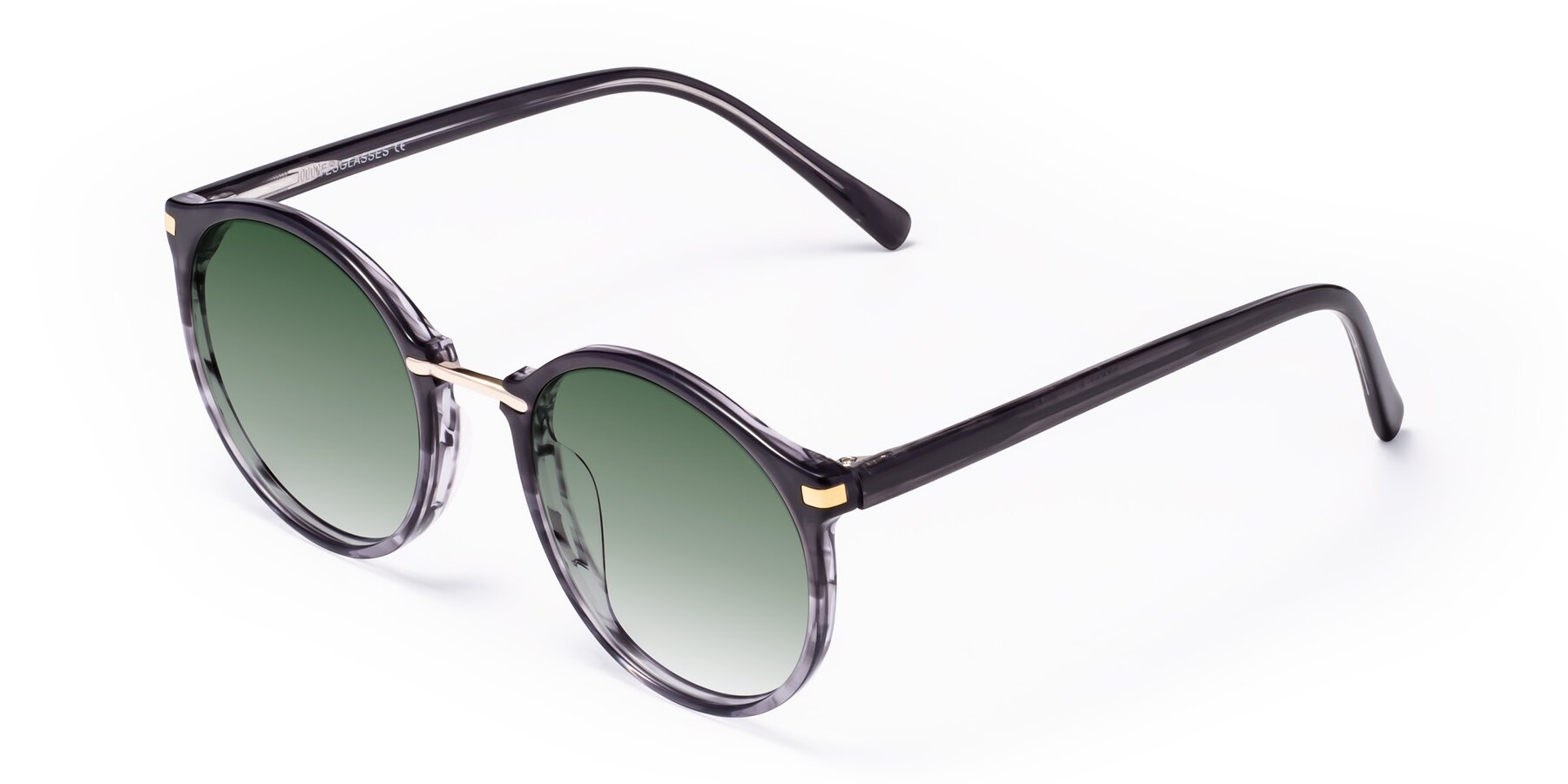 Angle of Casper in Translucent Black with Green Gradient Lenses