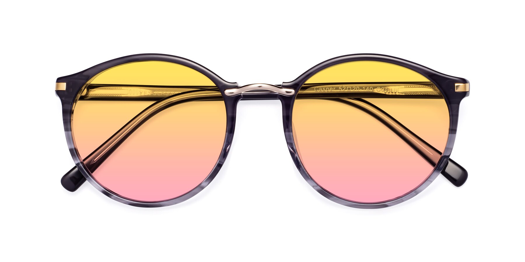 Folded Front of Casper in Translucent Black with Yellow / Pink Gradient Lenses