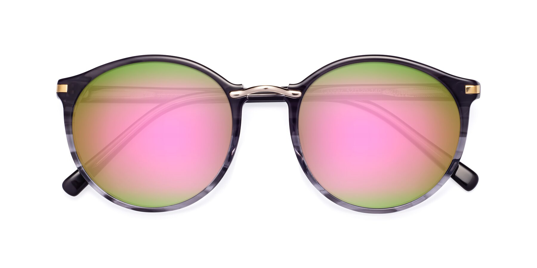 Folded Front of Casper in Translucent Black with Pink Mirrored Lenses